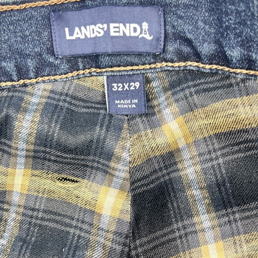 Lands End Blue Flannel Lined Traditional Fit Denim Jeans Mens 32x29 - Picture 5 of 10